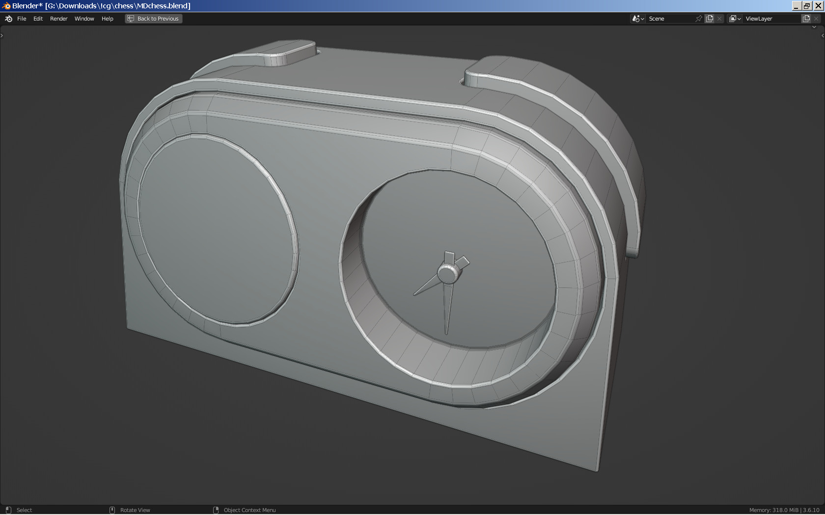 Modern Chess Set and Clock Low-poly 3D model_7