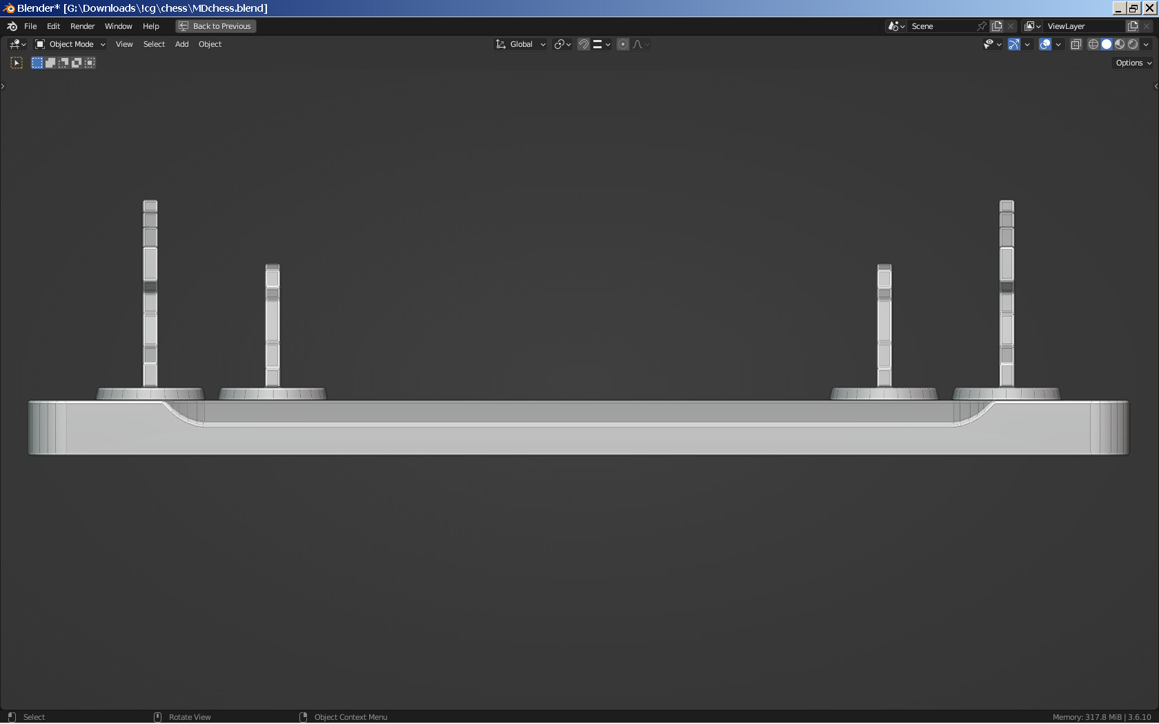 Modern Chess Set and Clock Low-poly 3D model_2