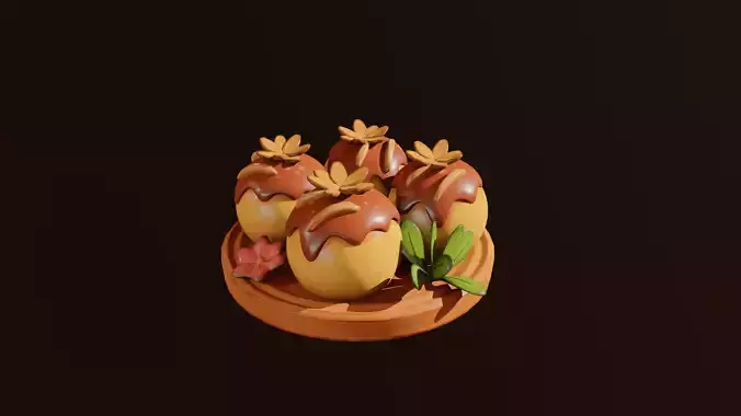 Takoyaki 3D Stylized Japanese Food Low Poly Game Asset