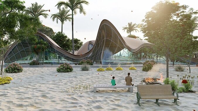 Futuristic Curvature Family Pavilion 3D model