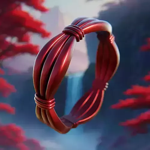Crimson Woven Ring - Futuristic Twisted Loop Design 72 3D print model