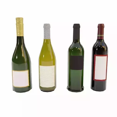 Wine bottles lowpoly 3d model