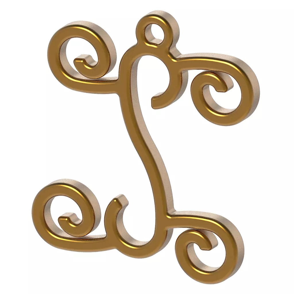 Stylish Pendant Letter I 3D print model_0