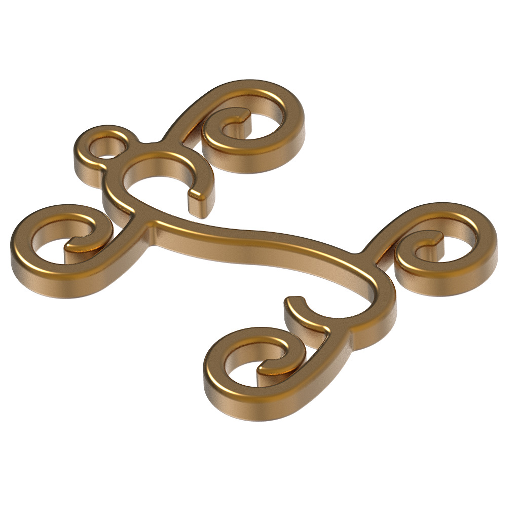 Stylish Pendant Letter I 3D print model_3