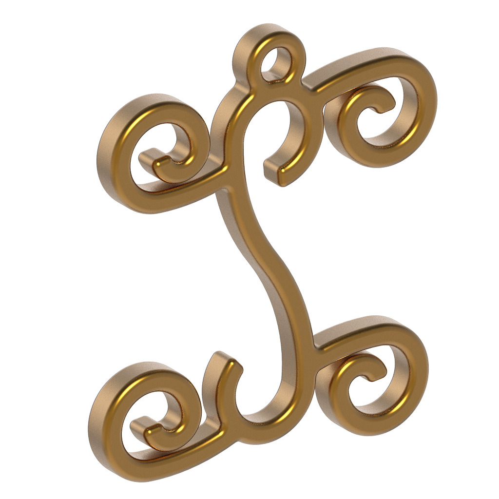 Stylish Pendant Letter I 3D print model_1