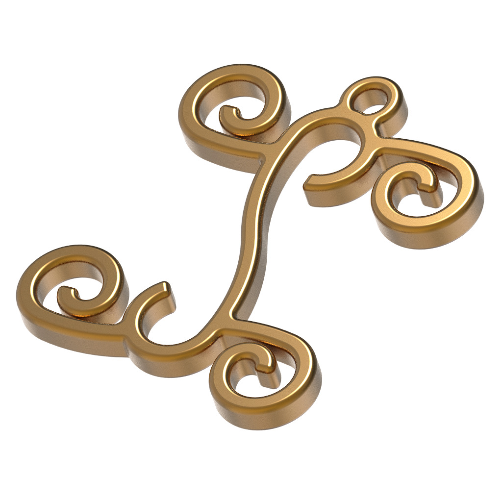 Stylish Pendant Letter I 3D print model_2