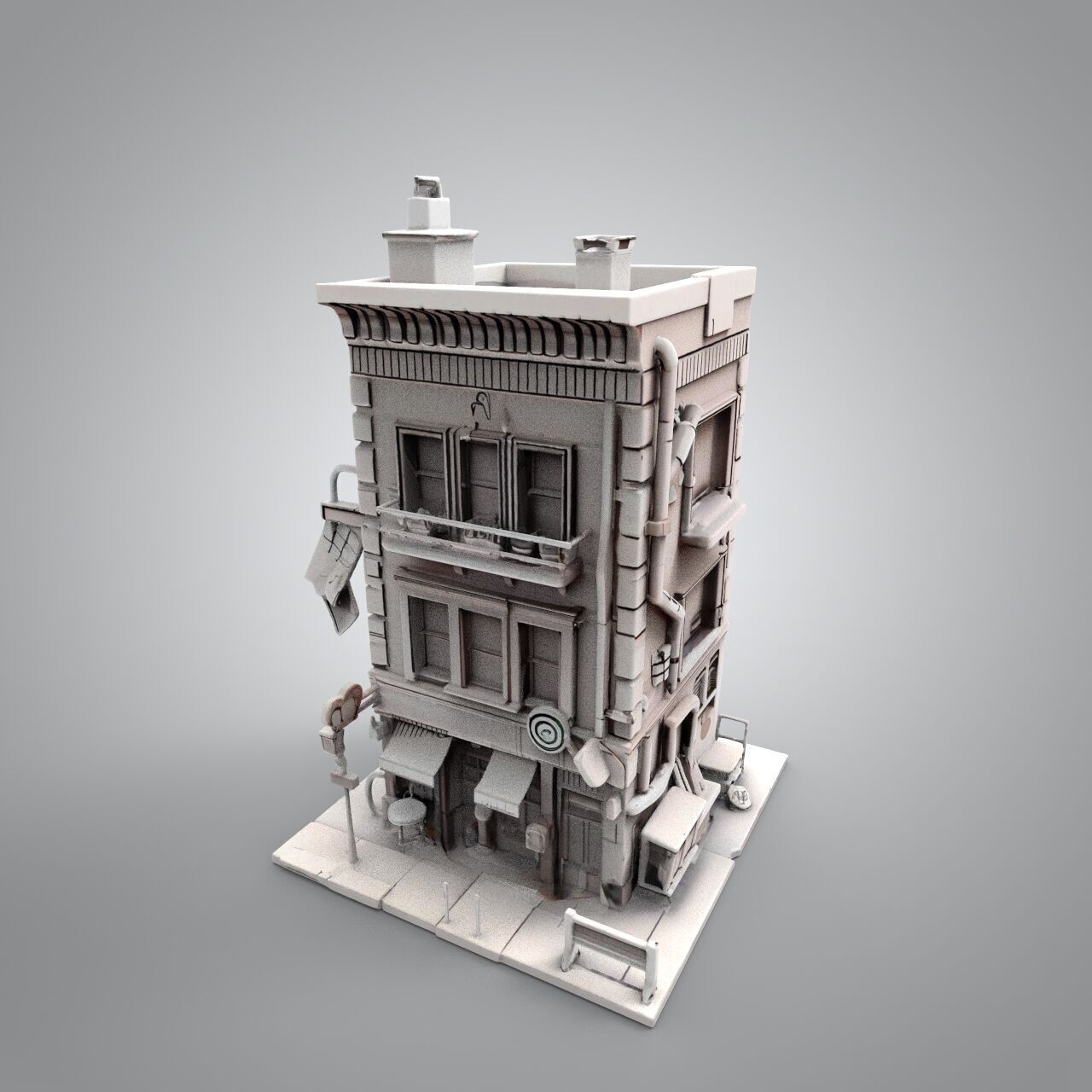Shop buildings 3D print model_2