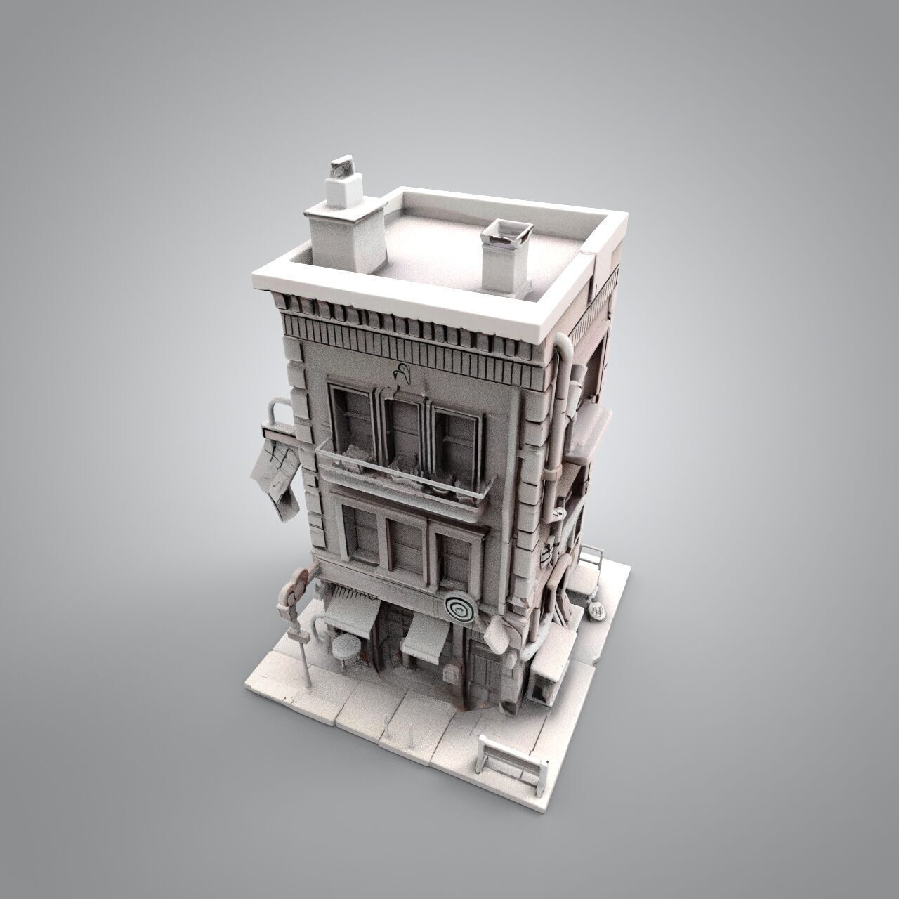 Shop buildings 3D print model_3