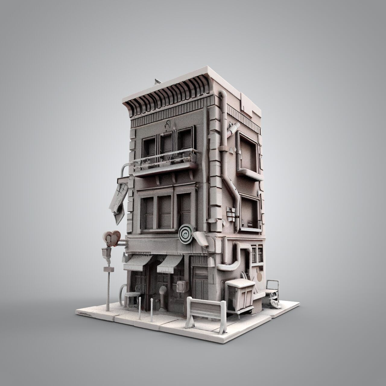 Shop buildings 3D print model_4