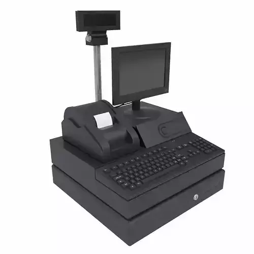 Cash counter billing machine 3d model