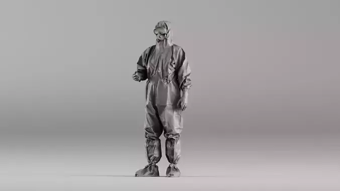 S00015 Medical Worker in Full Hazmat Suit with Respirator 3dp 3D print model