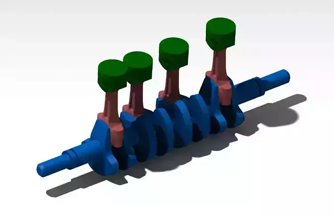 Four Stroke Engine CAD Model CATIA STEP IGES 3D Mechanical Part