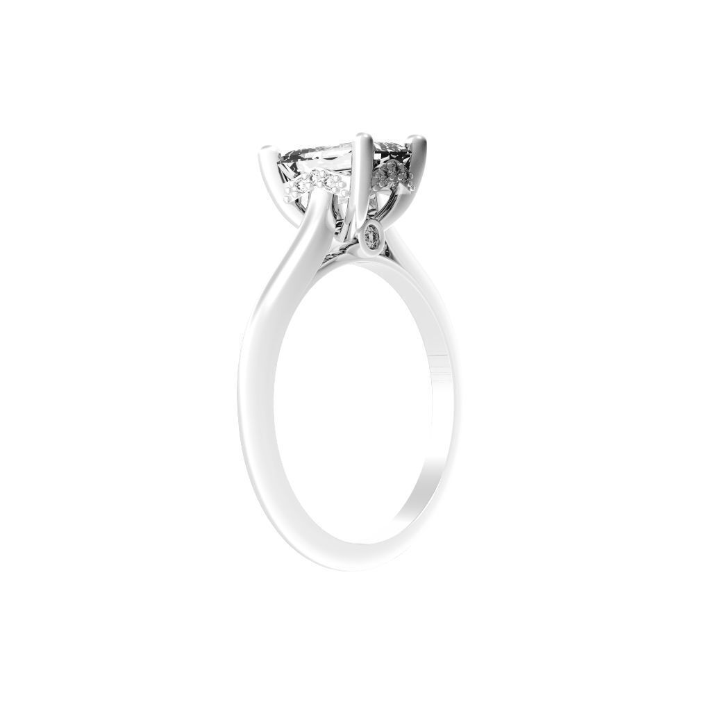 Emerald Cut Hidden Halo Engagement Ring 3D print model_11