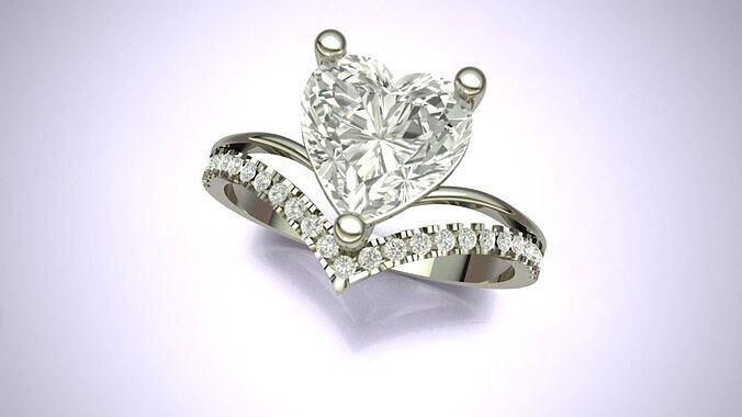 Heart Diamond Ring  3D print model 3D print model