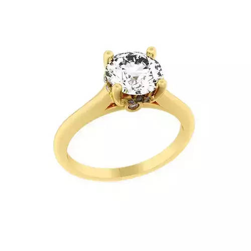 Round Cut Hidden Halo Engagement Ring