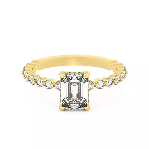 EMERALD Cut Hidden Halo Engagement Ring