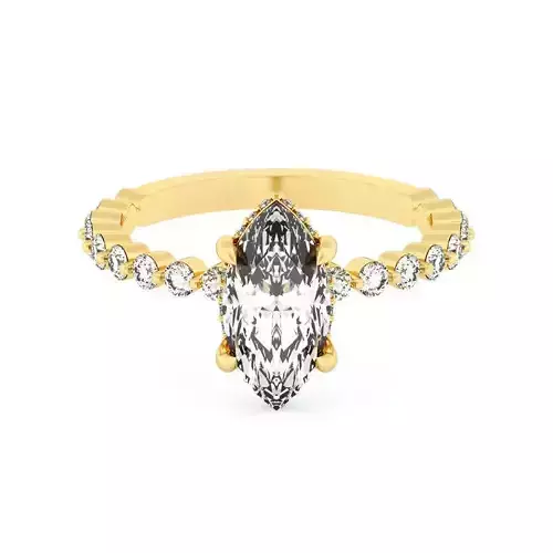 MARQUIS Cut Hidden Halo Engagement Ring