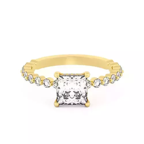 PRINCESS Cut Hidden Halo Engagement Ring 3D print model
