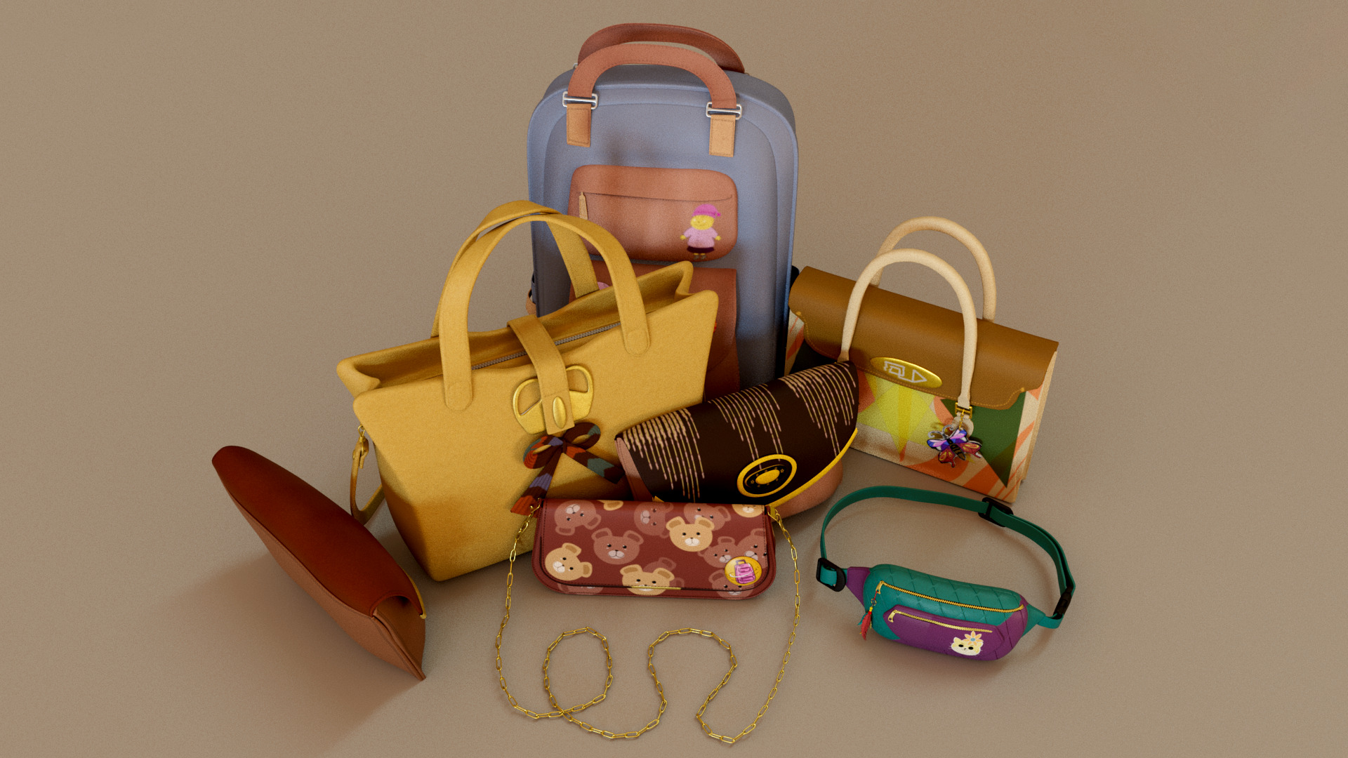 Ladies BAGS Low-poly 3D model_1