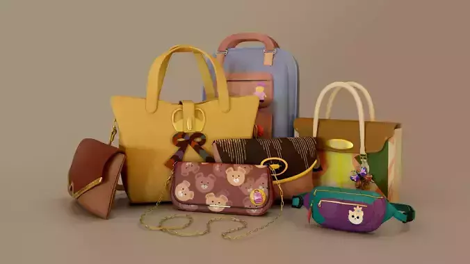 Ladies BAGS Low-poly 3D model