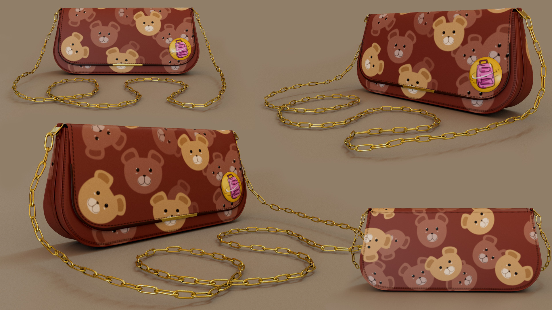 Ladies BAGS Low-poly 3D model_4