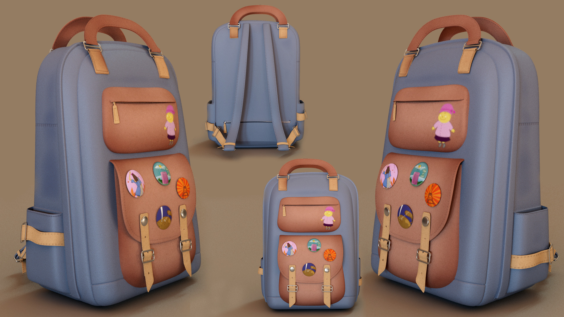 Ladies BAGS Low-poly 3D model_2