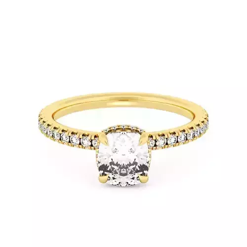 CUSHION Cut Hidden Halo Engagement Ring