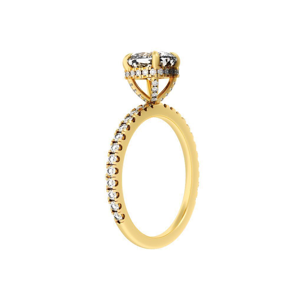 CUSHION Cut Hidden Halo Engagement Ring 3D print model_5