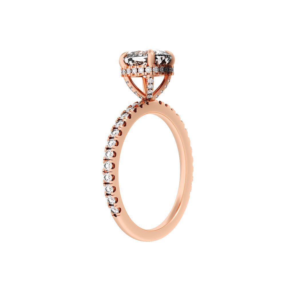 CUSHION Cut Hidden Halo Engagement Ring 3D print model_8