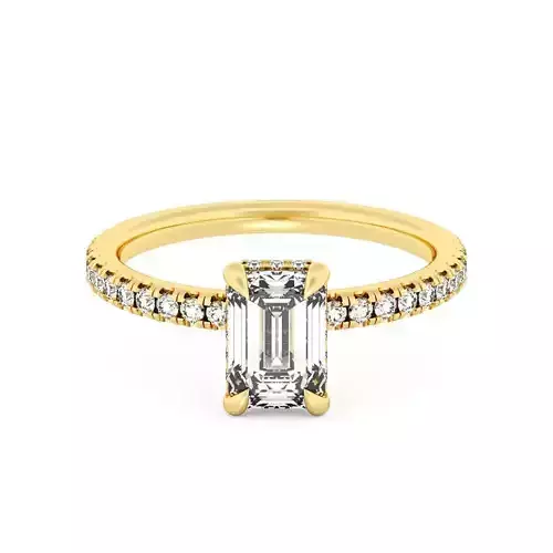Emerald Cut Hidden Halo Engagement Ring