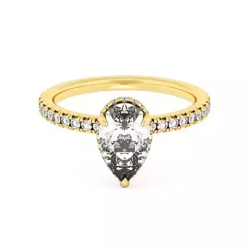 Pear  Cut Hidden Halo Engagement Ring