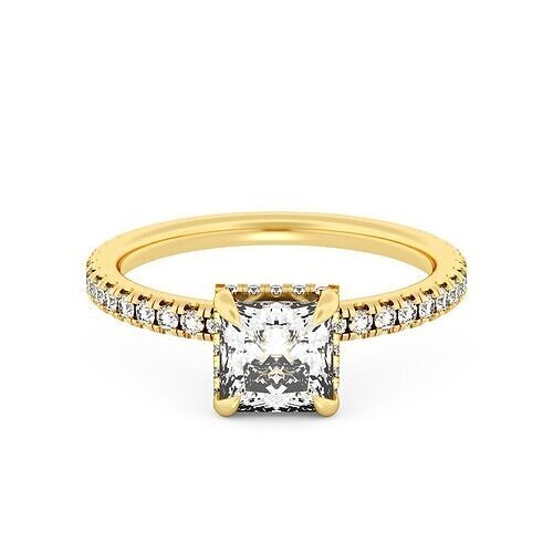 PRINCESS Cut Hidden Halo Engagement Ring 3D print model