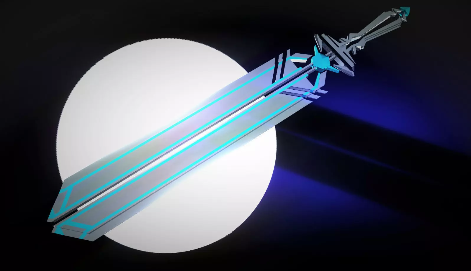 Blue Sword  Low-poly 3D model_0