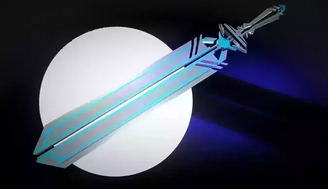 Blue Sword  Low-poly 3D model