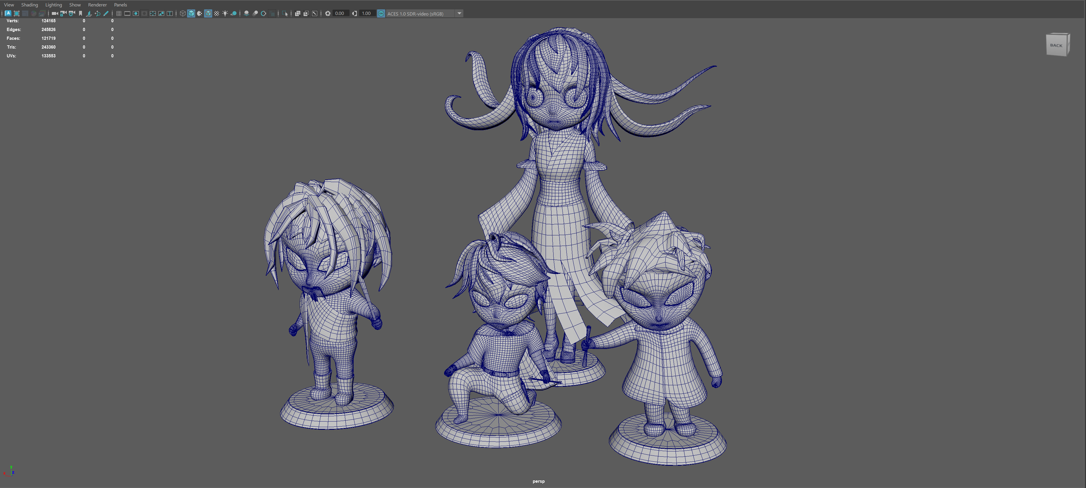 Manga Figurines Low-poly 3D model_9