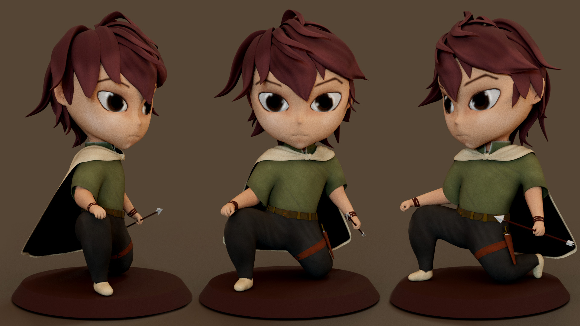 Manga Figurines Low-poly 3D model_3
