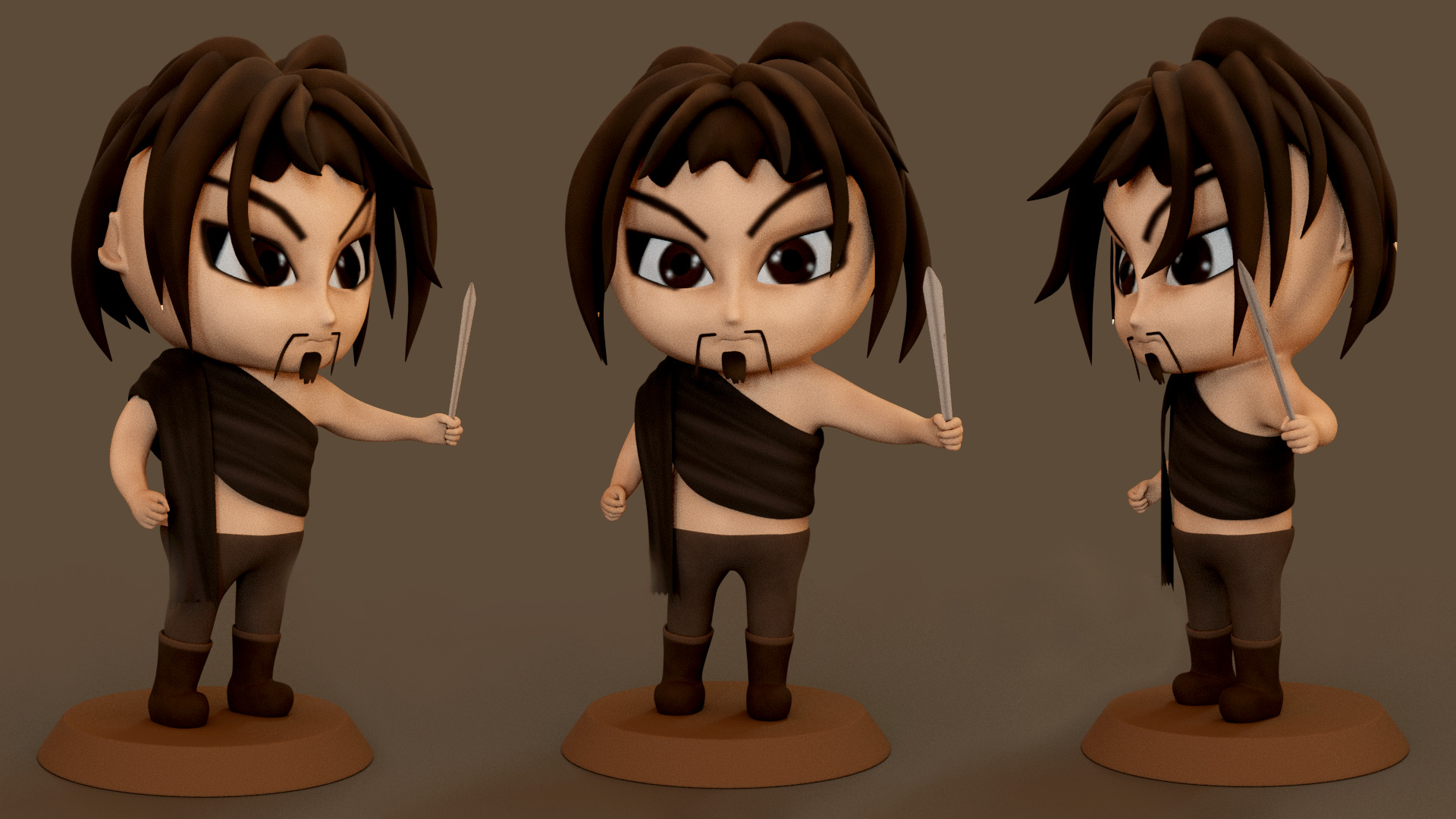 Manga Figurines Low-poly 3D model_6