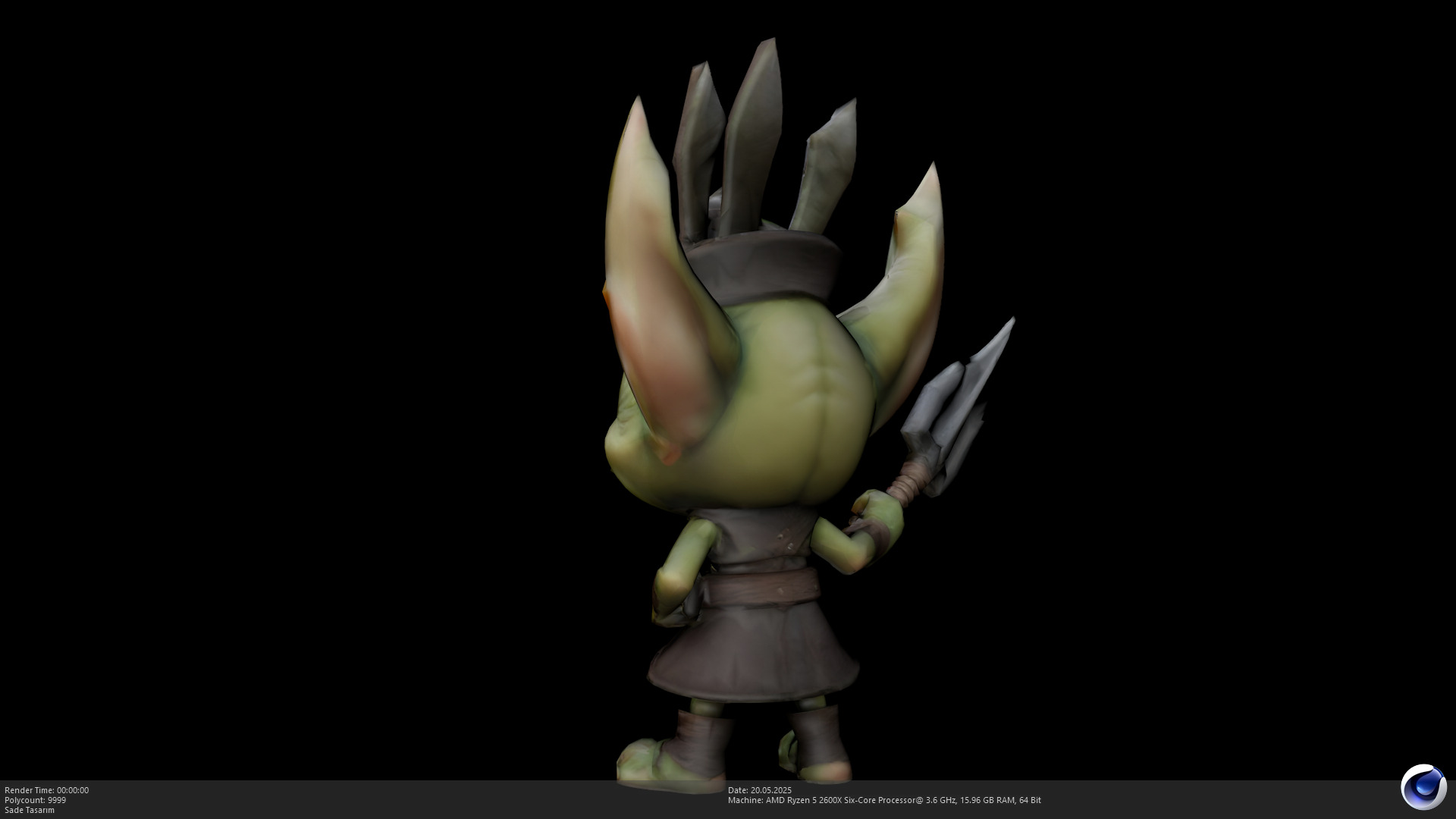 Stylized Goblin Warrior - AI Low-poly 3D model_4