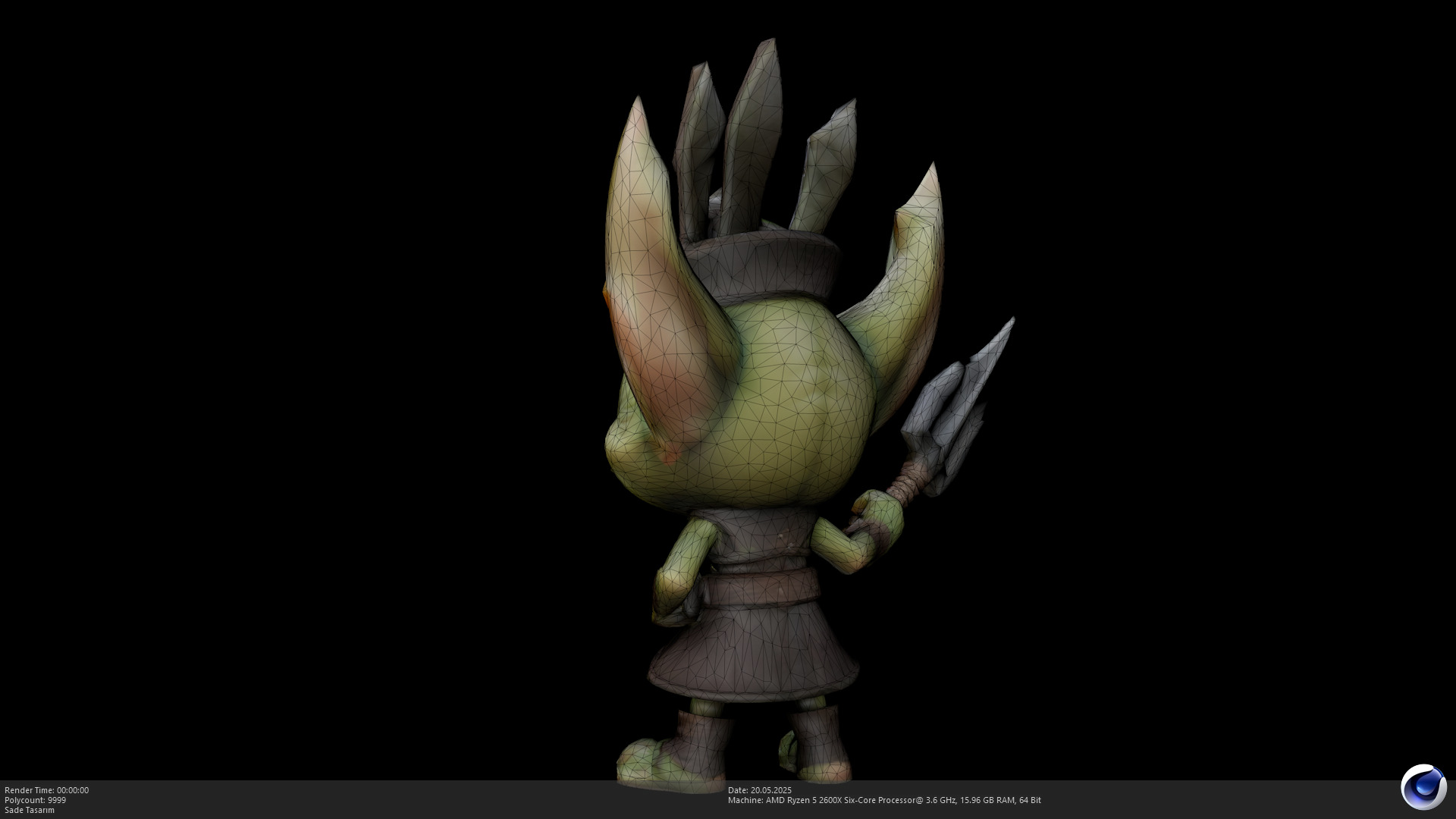 Stylized Goblin Warrior - AI Low-poly 3D model_5