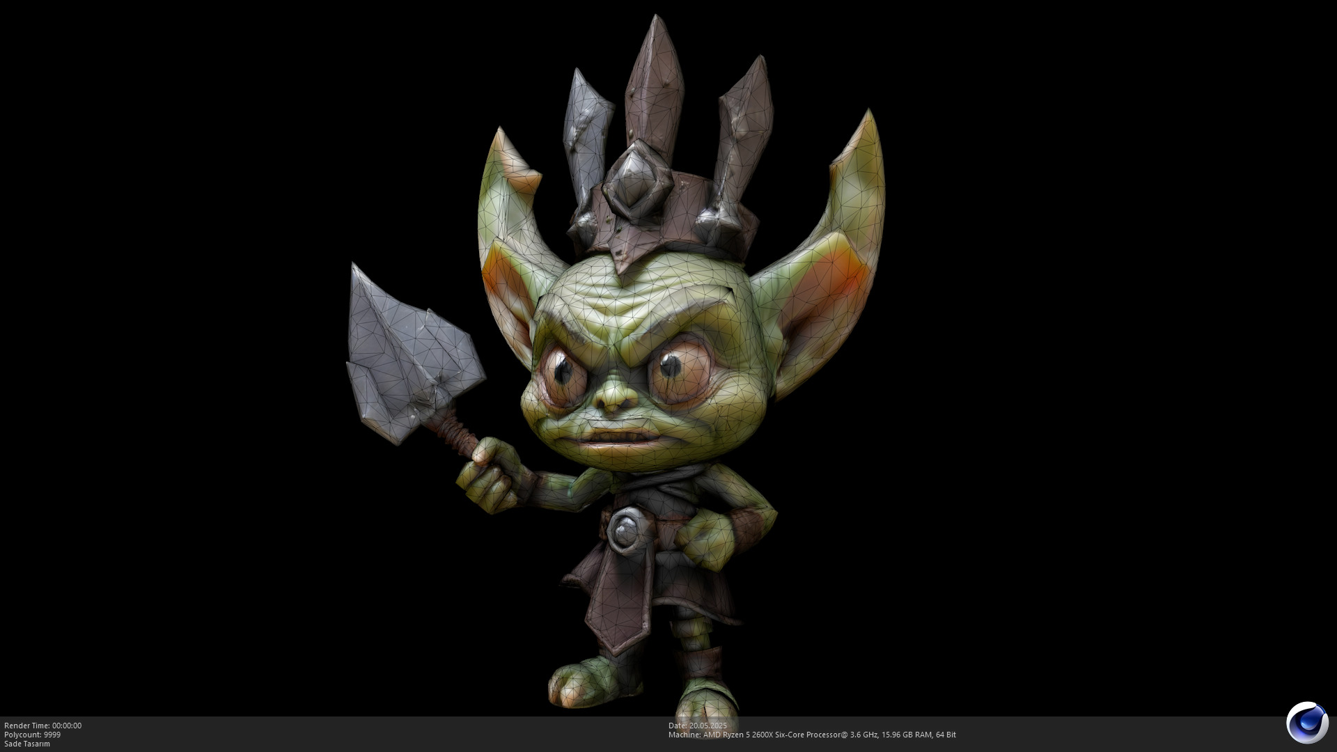 Stylized Goblin Warrior - AI Low-poly 3D model_2