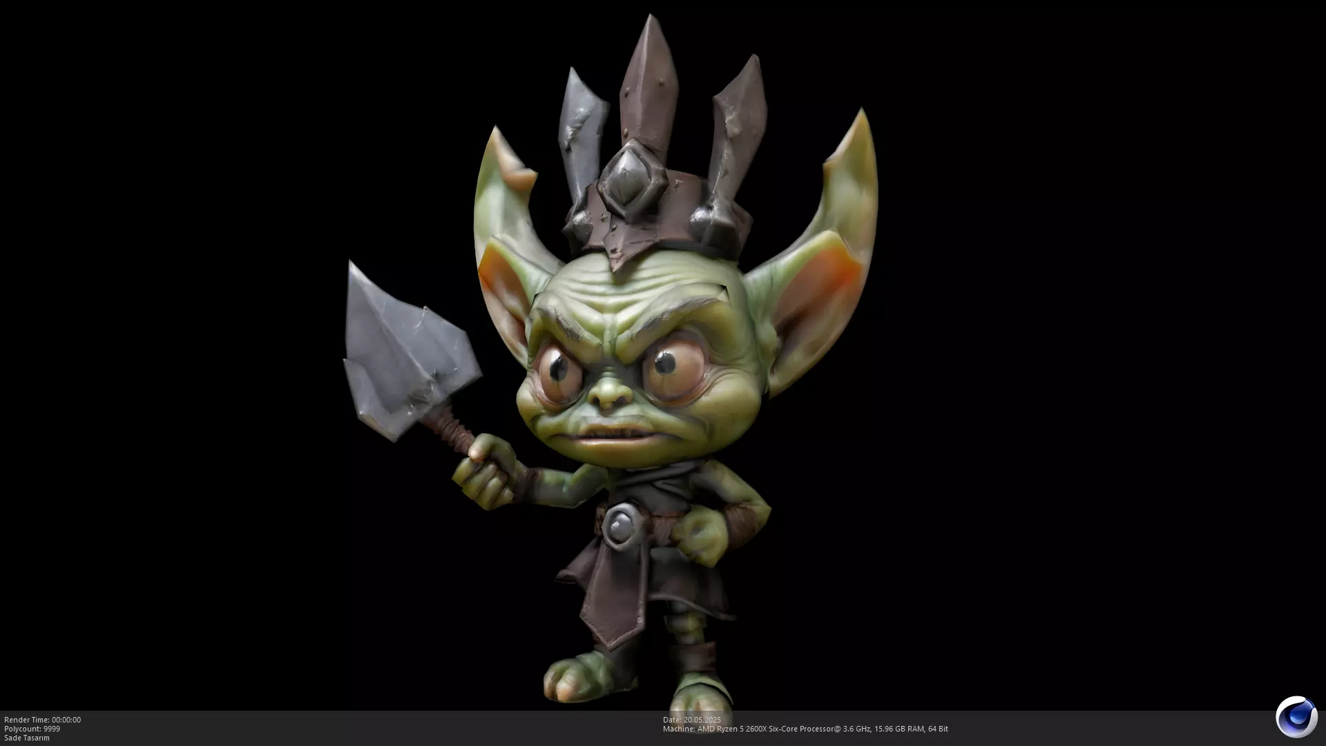 Stylized Goblin Warrior - AI Low-poly 3D model_0