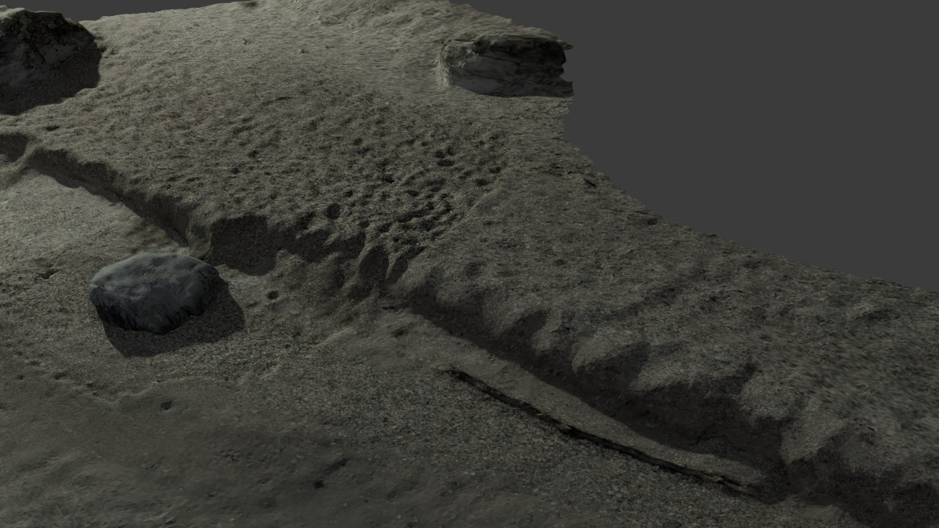 small rock coastline next to lake  Low-poly 3D model_2