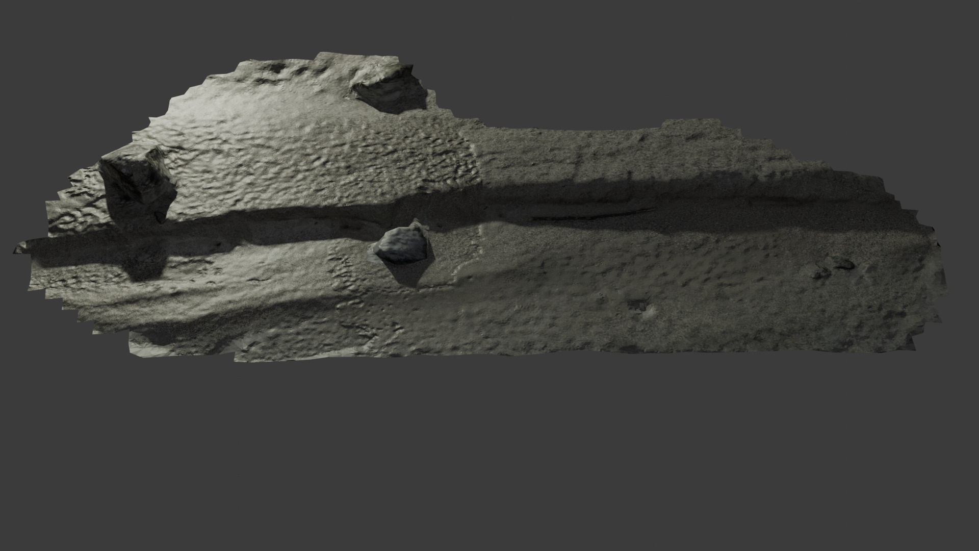 small rock coastline next to lake  Low-poly 3D model_1