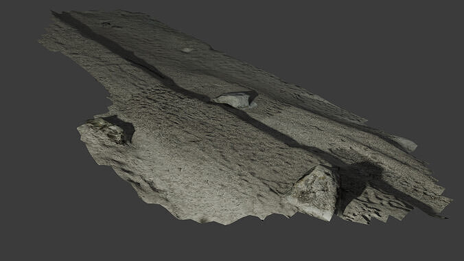 small rock coastline next to lake  Low-poly 3D model