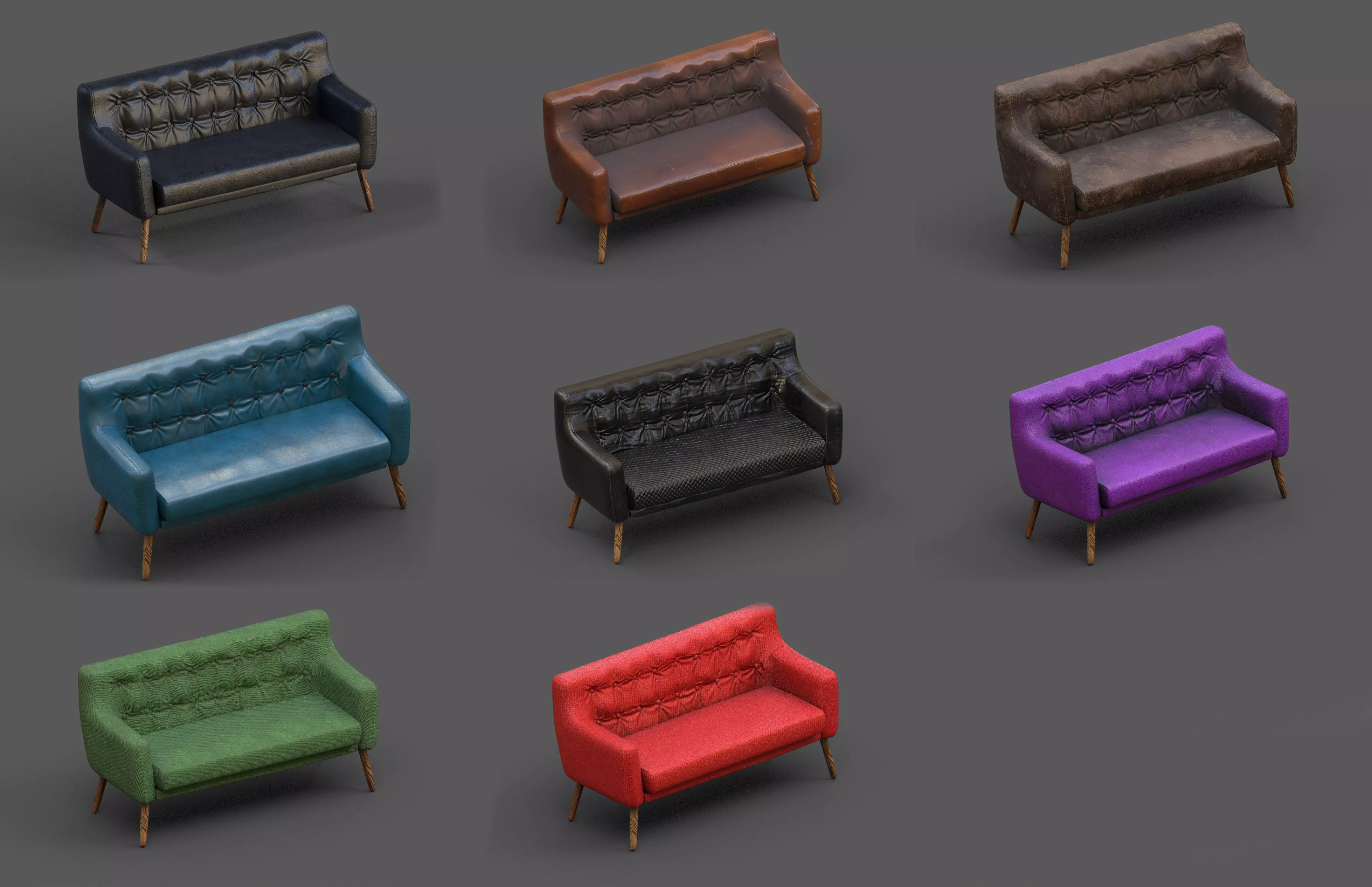 Courch-Sofa  Furniture Low-poly 3D model_0
