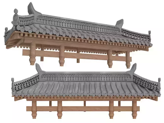 Chinese eaves Low-poly 3D model