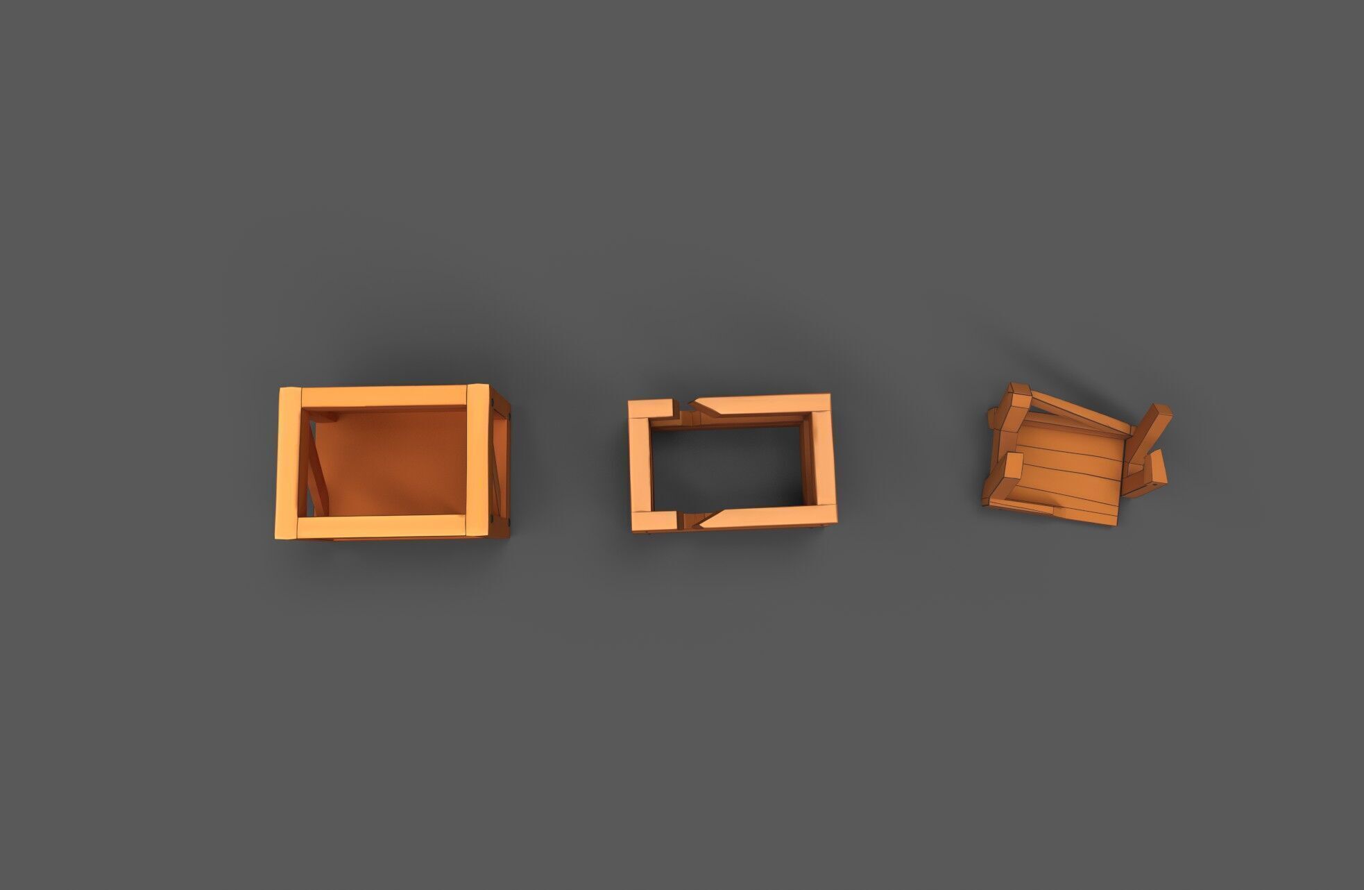 Modular Low Poly Wooden Crate Set Low-poly 3D model_16