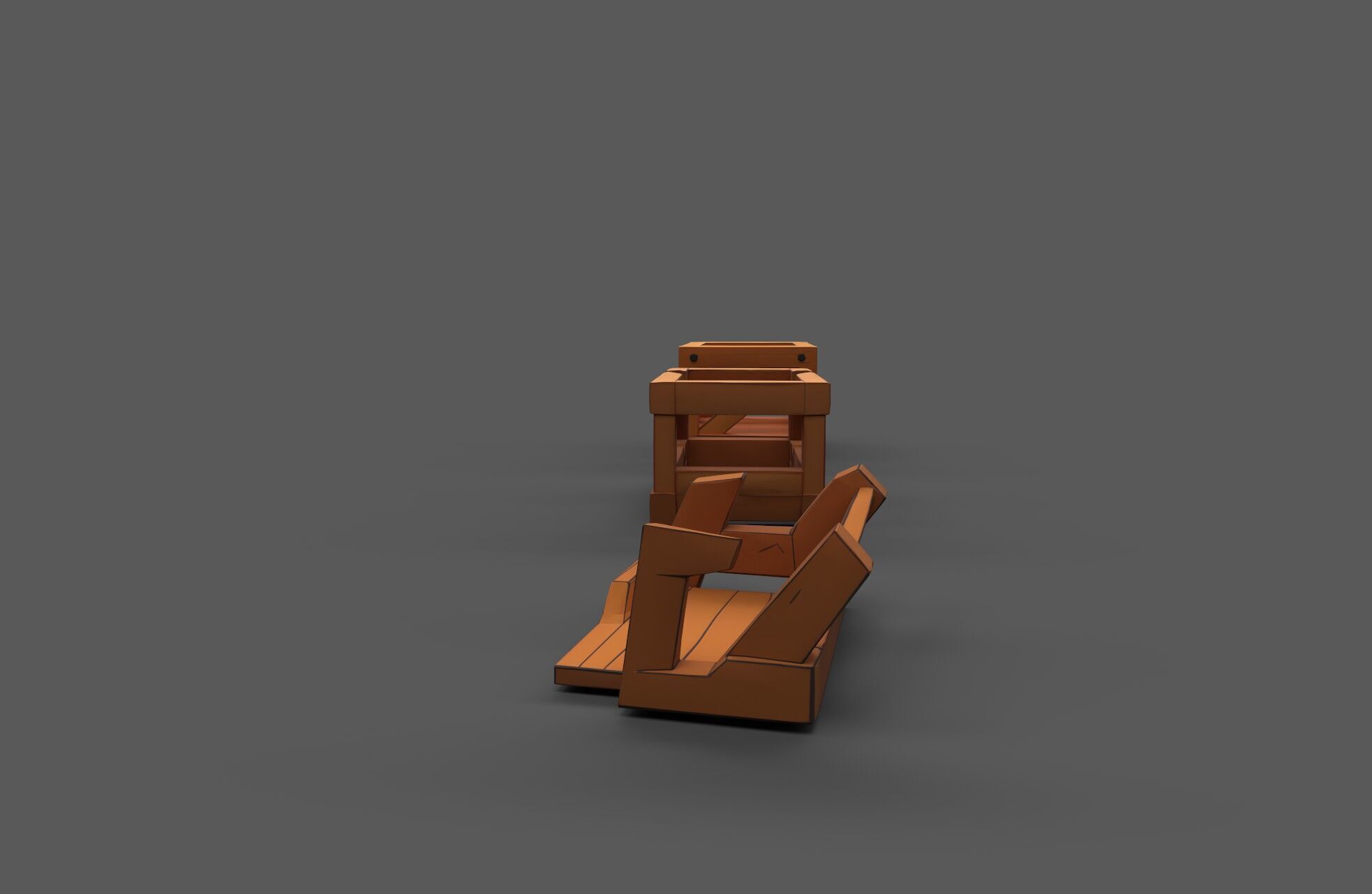 Modular Low Poly Wooden Crate Set Low-poly 3D model_32