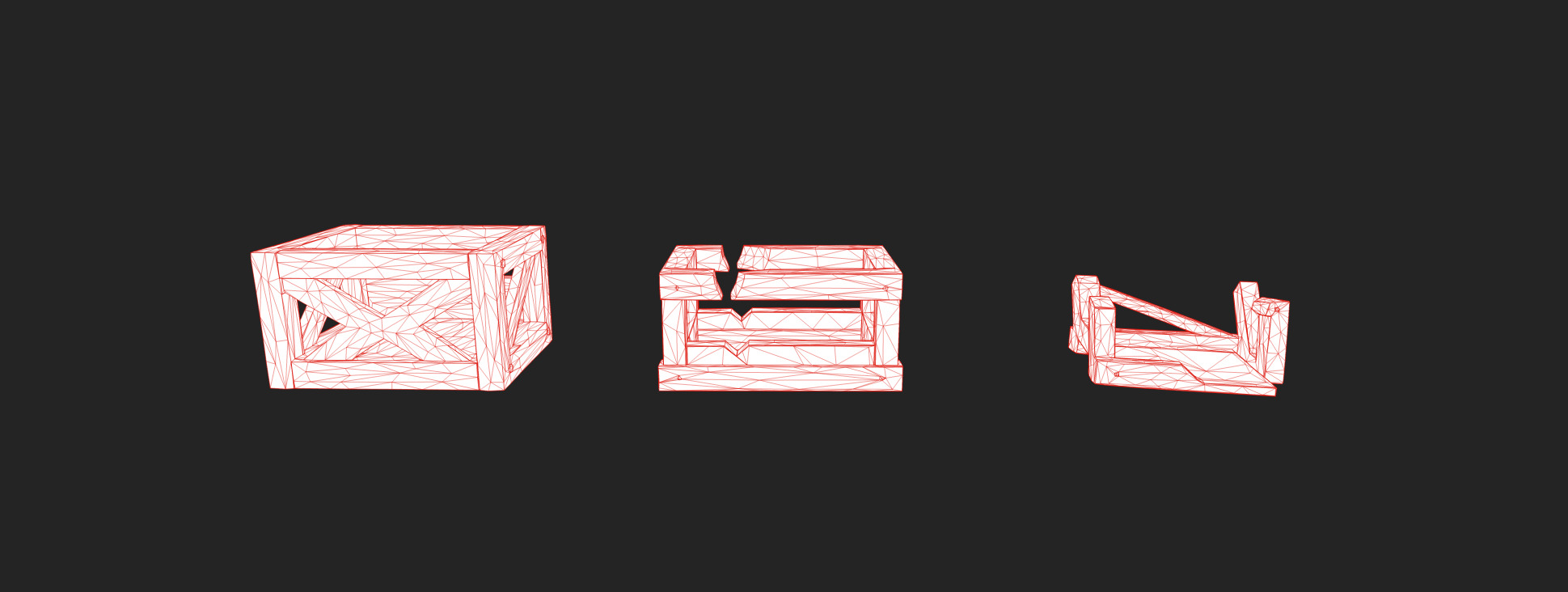 Modular Low Poly Wooden Crate Set Low-poly 3D model_23