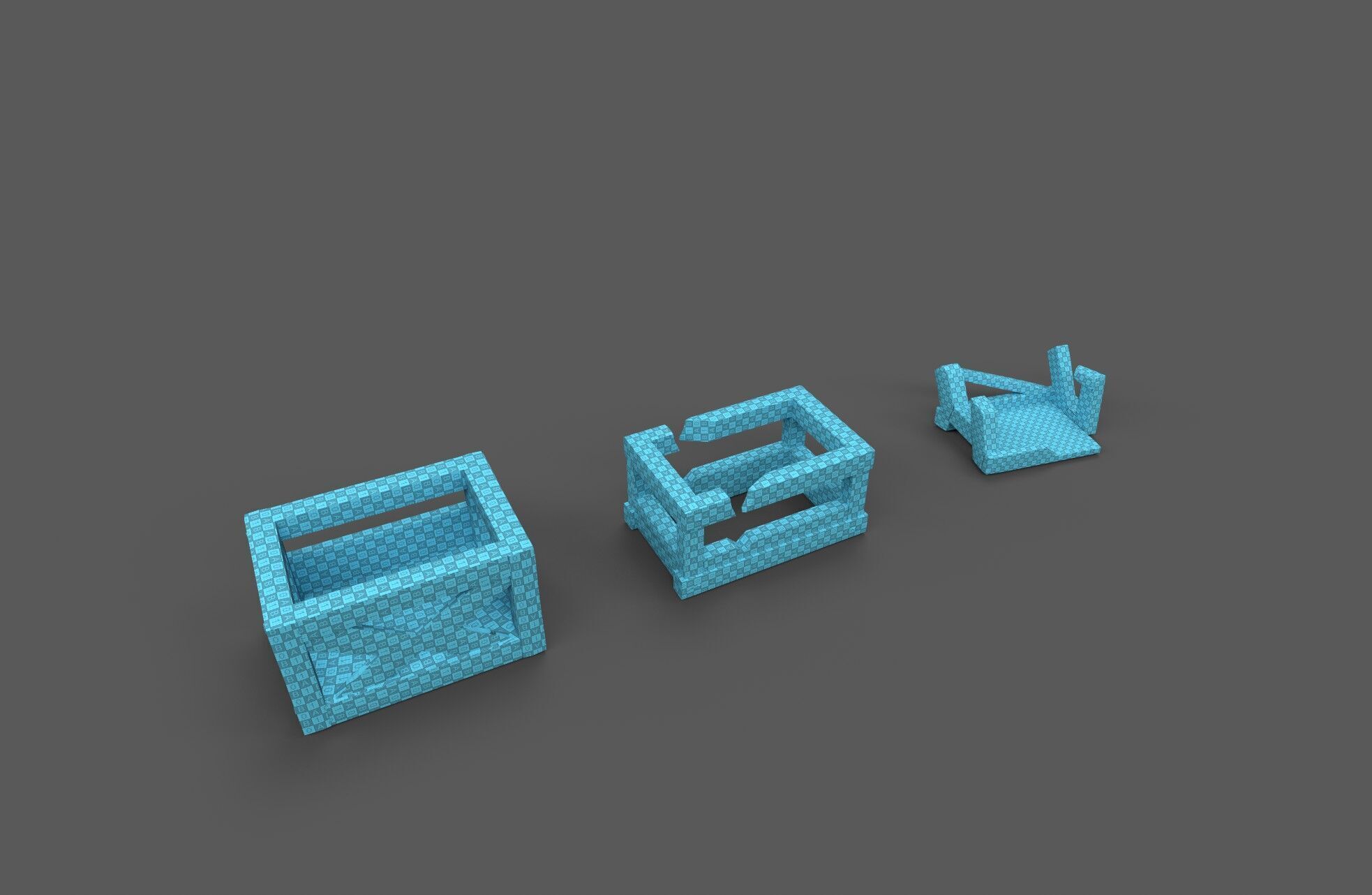 Modular Low Poly Wooden Crate Set Low-poly 3D model_19